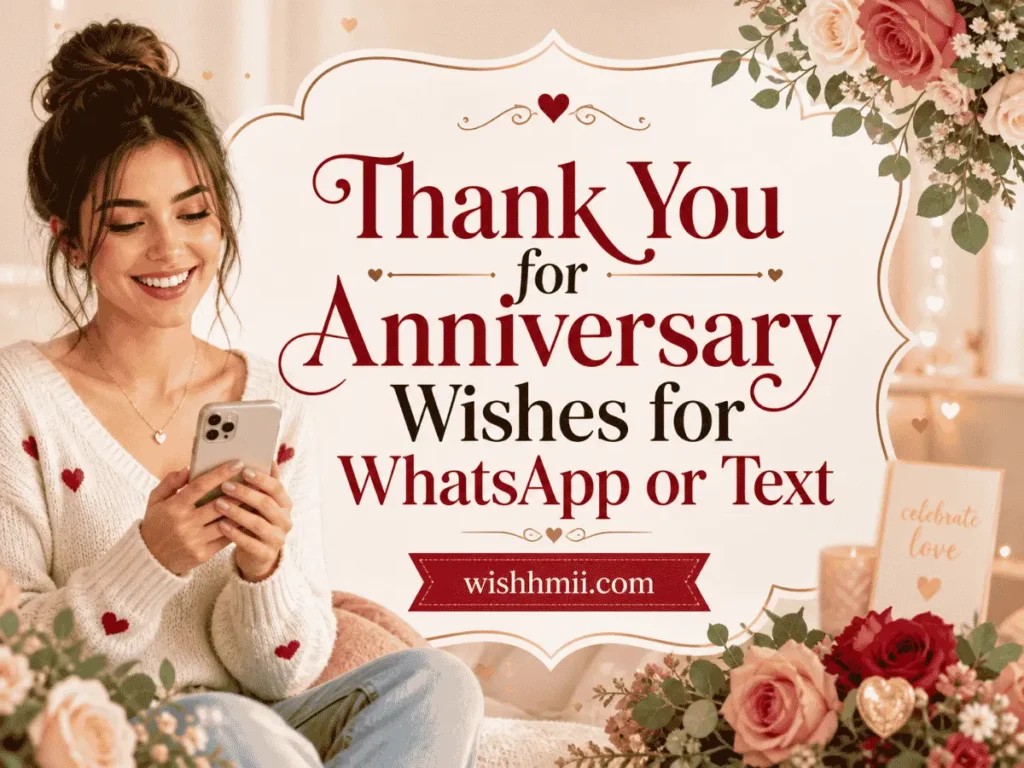 Thank You for Anniversary Wishes for WhatsApp or Text