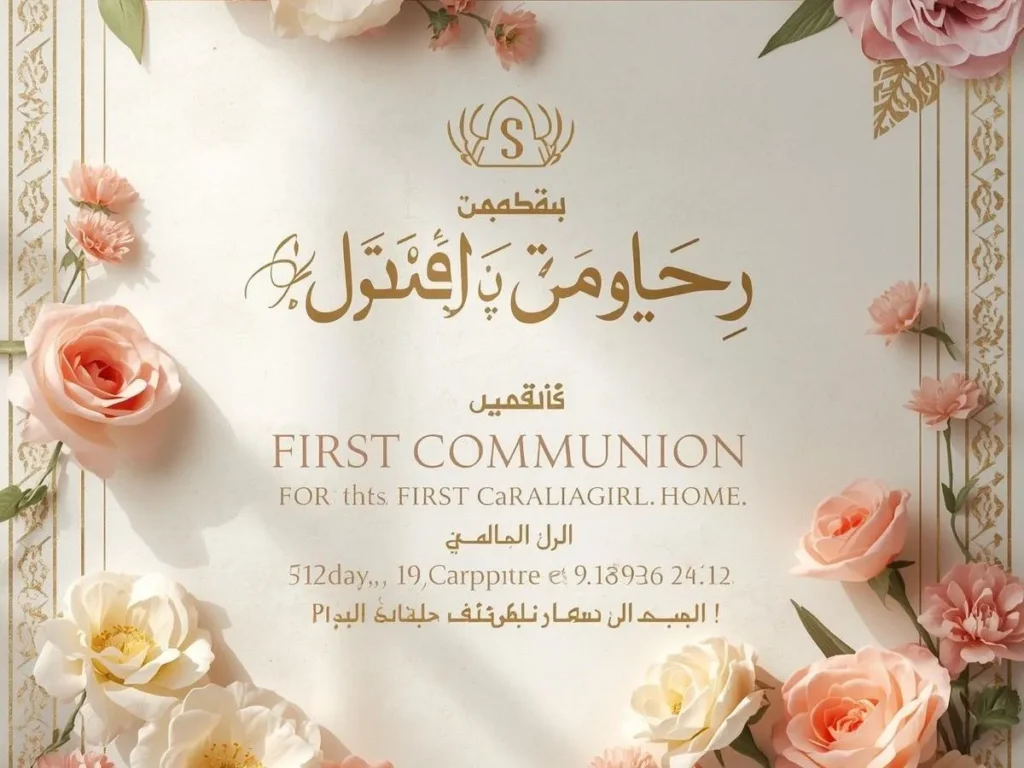 A prayer book with a white ribbon, a small rosary, a blank notebook, and a pastel gift box on a sunlit desk with soft floral accents.