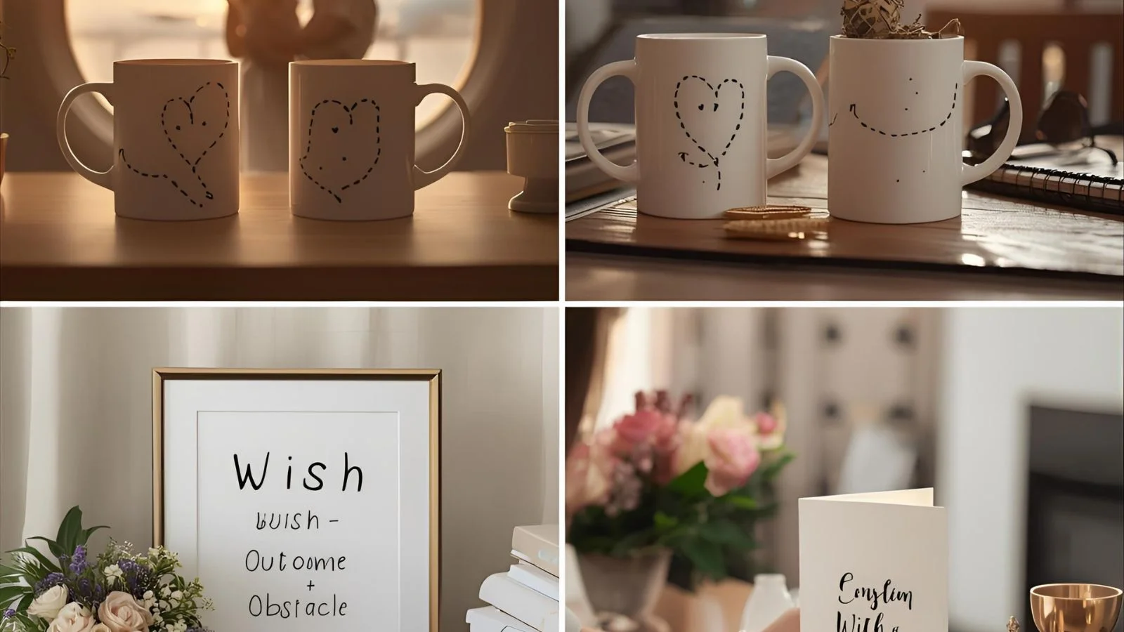 Two matching long-distance friendship mugs with a heart path.