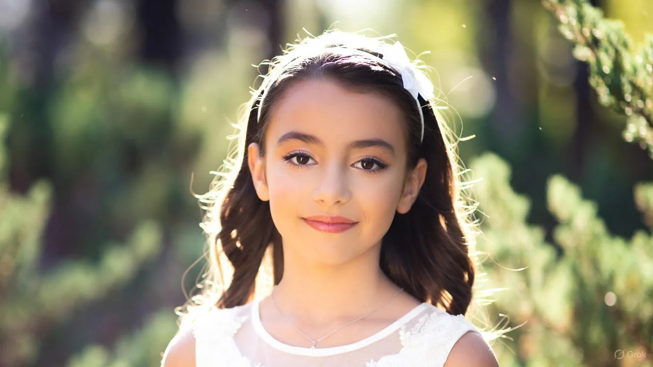 A child receives First Communion in a church, symbolizing a sacred milestone.