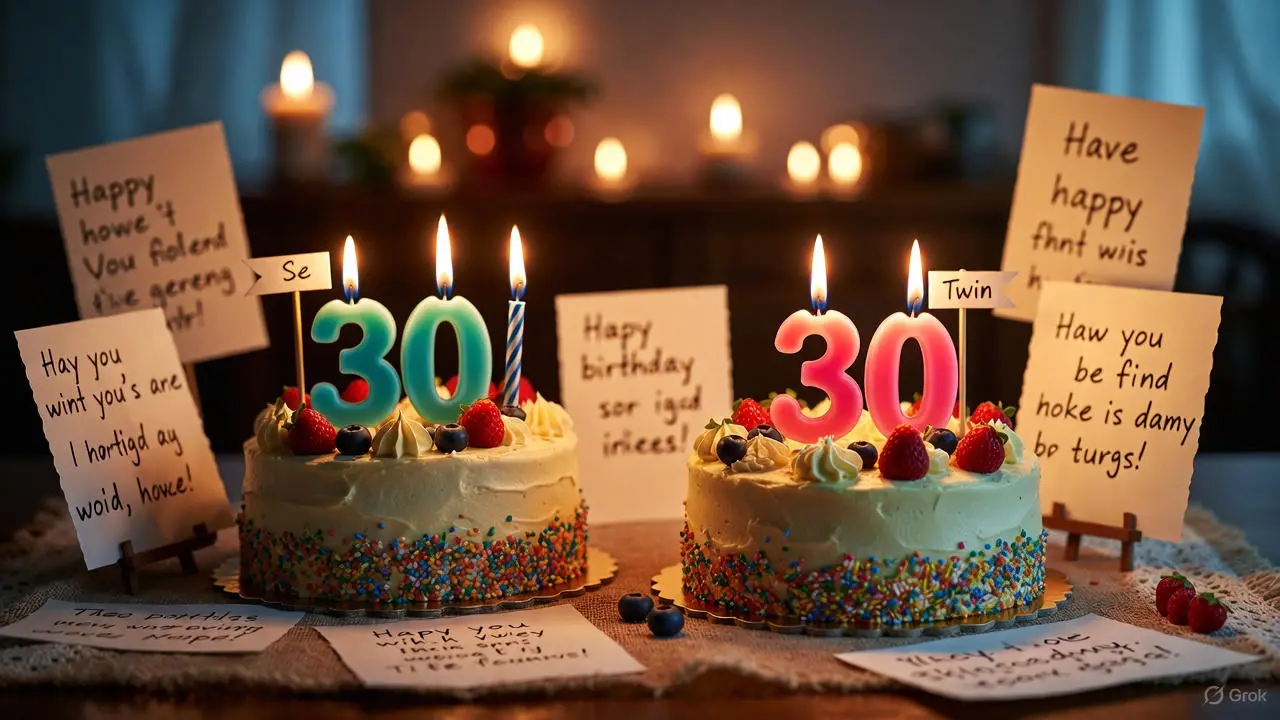 Two birthday cakes for twins, symbolizing double celebration.