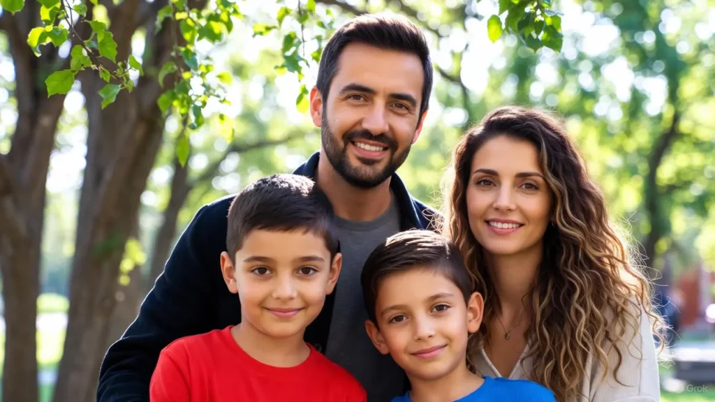 A family shares a prayer circle at a New Year's dinner table.