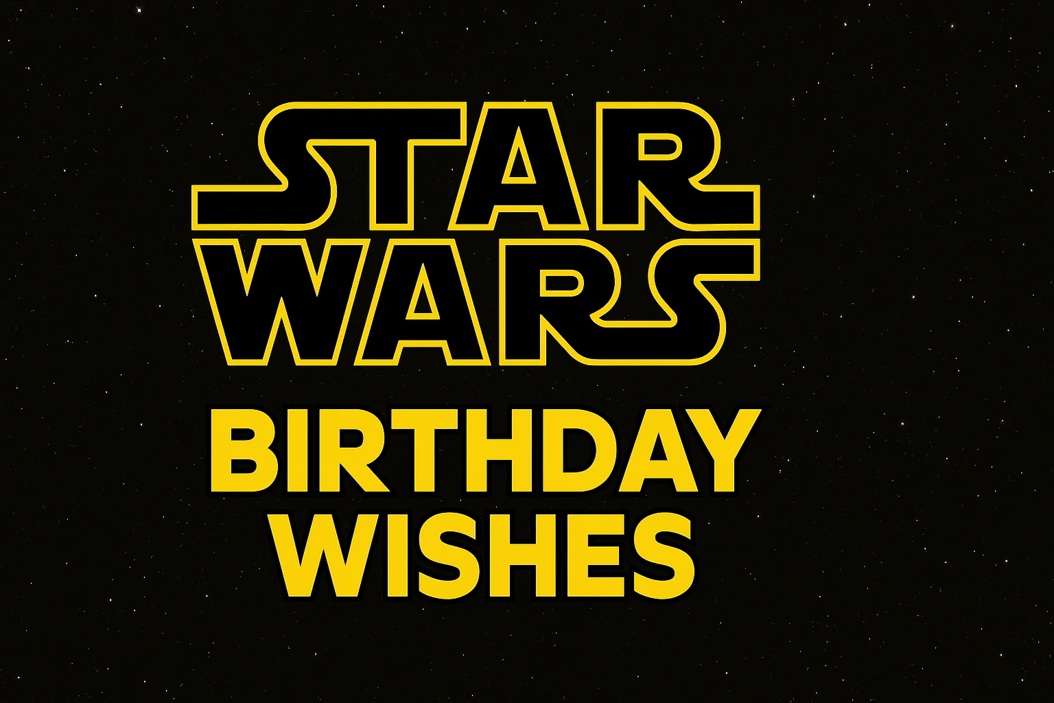 Star Wars-inspired birthday party with starry backdrop, cake, and guests in simple Jedi-style robes celebrating.