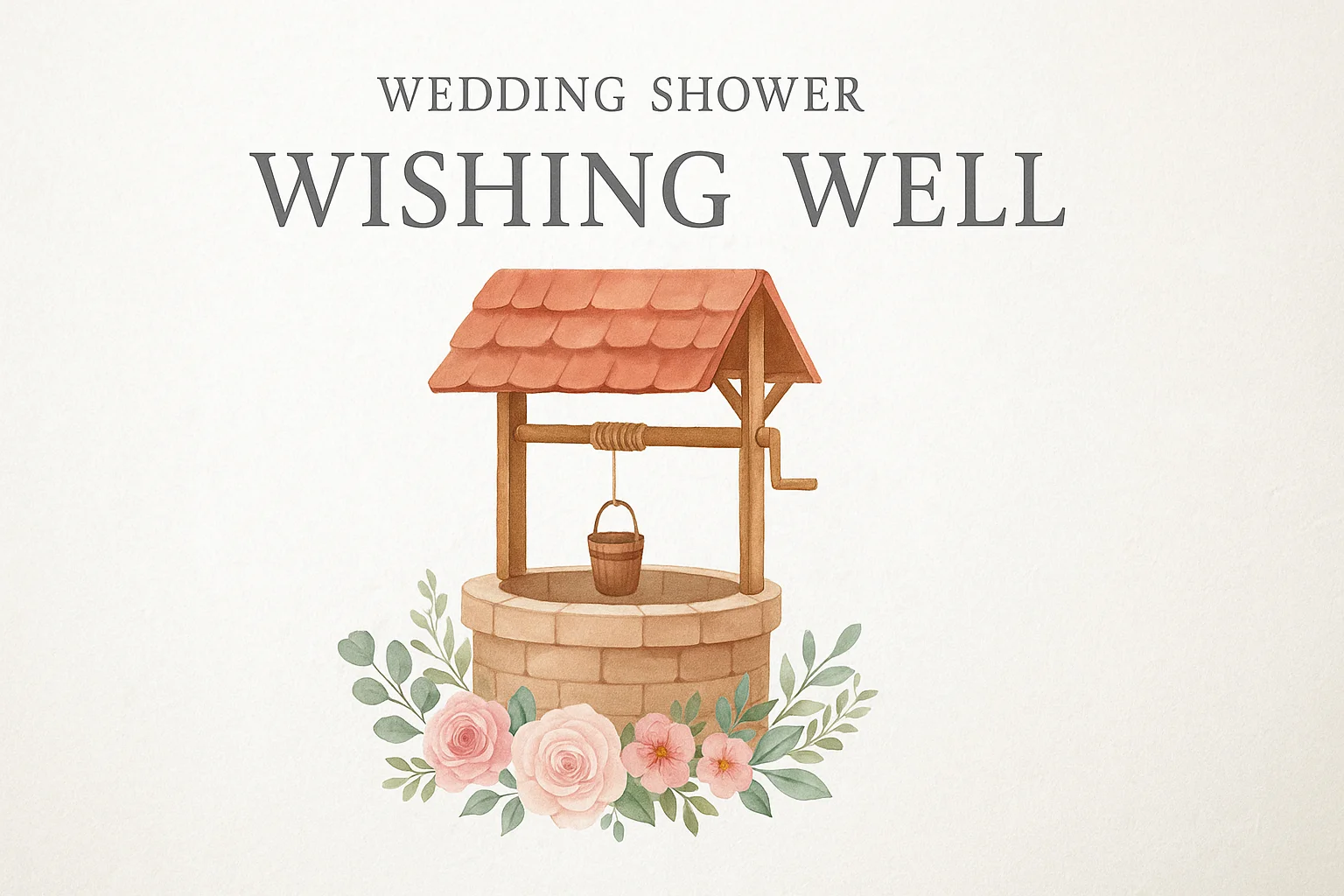 Guests placing cards into a decorated wedding shower wishing well box at a bridal shower.