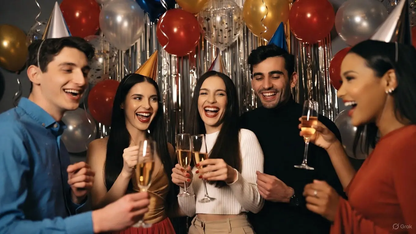Laptop screen showing a New Year's message with translated Hindi greetings.
