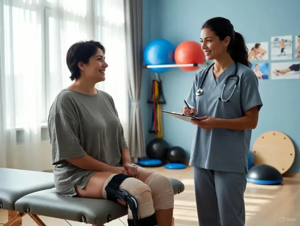 A person diligently does a heel slide rehabilitation exercise on a living room floor, surrounded by personal reminders and soft morning light, reflecting encouraging wishes for life after ACL surgery and things they wish they knew before.