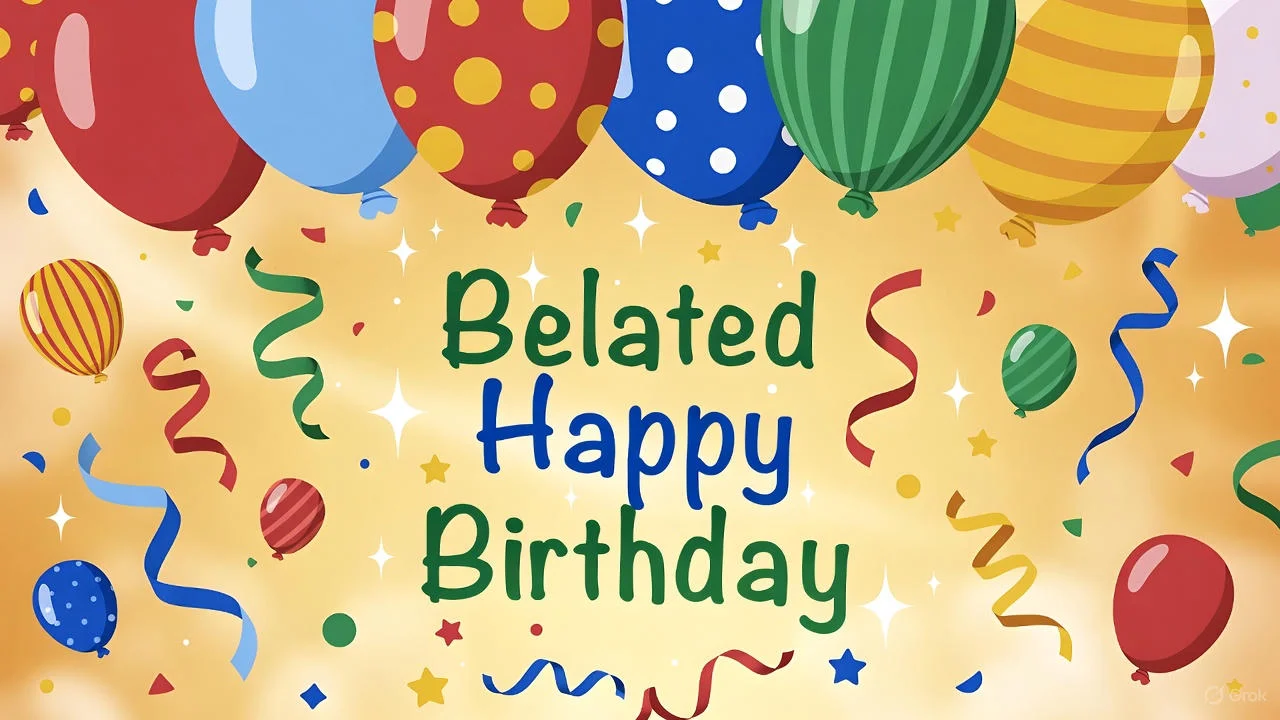 A person sending a belated birthday message on their phone.