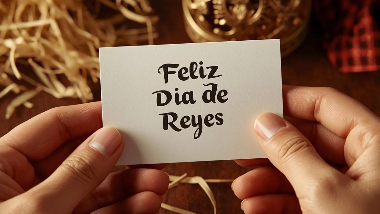 A handwritten Three Kings Day card with a traditional crown decoration.