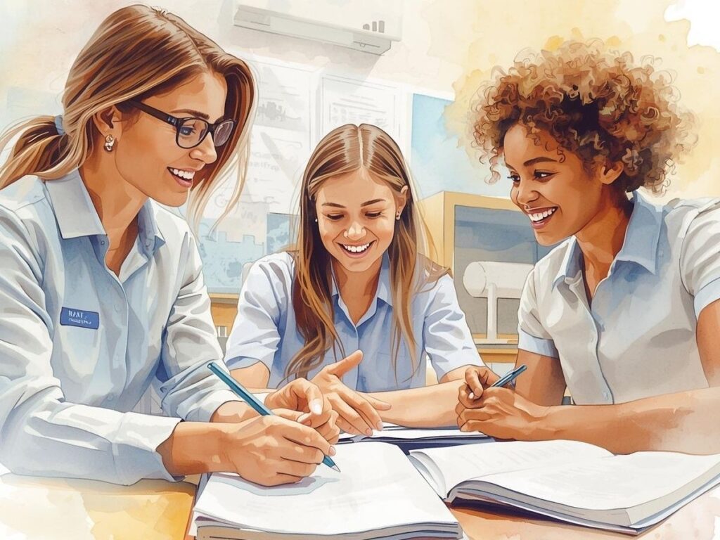  A top-down view of blank flashcards, a notebook, and reading glasses arranged on a wooden library table illuminated by soft lamplight.