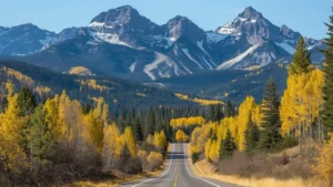 Blank postcard with sunglasses, water bottle, and wildflowers on a car hood in spring sunlight.